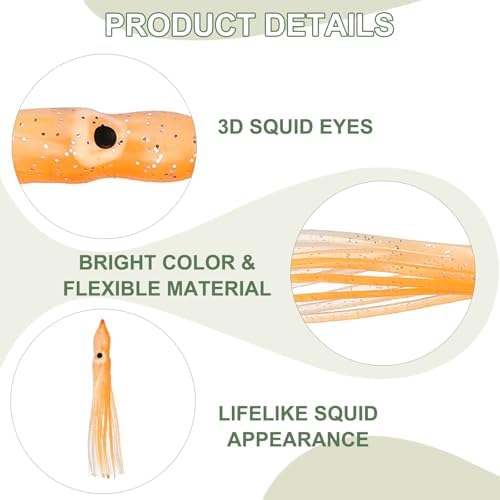 Fishing Squid Skirts, Glow Soft Plastic Trolling Lures Luminous -Fitting for (Bass/Trout/Salmon/Saltwater/Fishing Bait) - Image 3