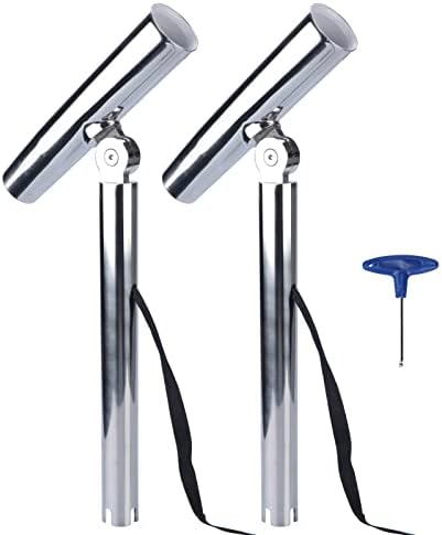 Outrigger Fishing Rod Holders, 2Pcs Stainless Steel Outrigger Rod Holders Adjustable Pole Holder with Safety Strap & Quick-Release Clip for Pontoon Boats, Yachts, Fishing by Hoffen