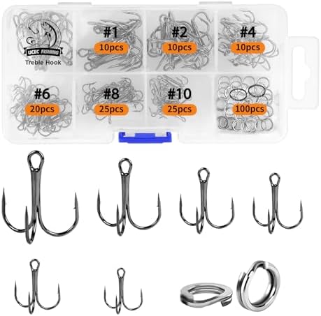 UCEC Fishing Hooks Treble Hooks for Trout Saltwater Freshwater Fish Hook by UCEC