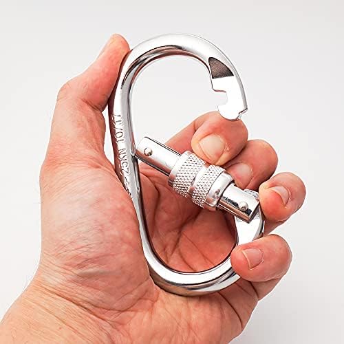 Heavy Duty Locking Climbing Carabiner Clip CE Rated 25 kN 5600 LB Rugged Terrain Approved Industrial Strength Twist Lock Carabiners Clips for Rigging, Ropes, Hammocks, Camping - Image 2
