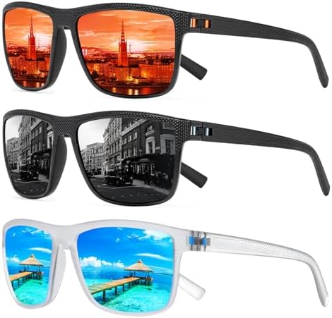 Square Polarized Sunglasses for Men and Women Lightweight Frame Sun Glasses with UV Protection by TURBOPEP