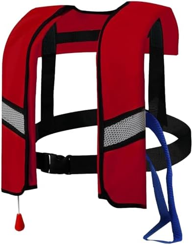 150N Automatic Inflatable Life Jacket – Adjustable Nylon Swim Vest with CO2 Inflation, Reflective Strips & Safety Buckle by FOLALIFE