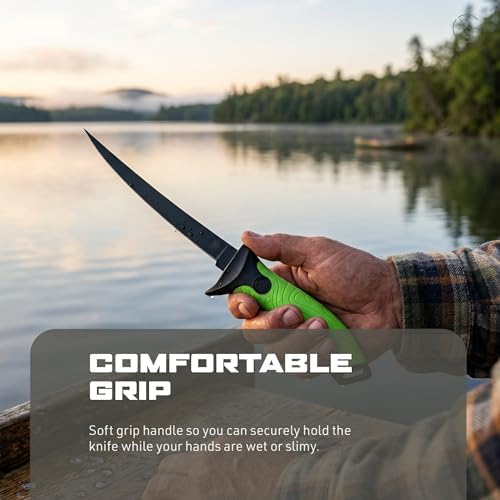 Googan Squad 7 Inch Fishing Fillet Knife with Sharp Stainless Steel Blade and Soft Grip Handle for Cleaning Bass, Walleye, Catfish and Panfish - Image 4
