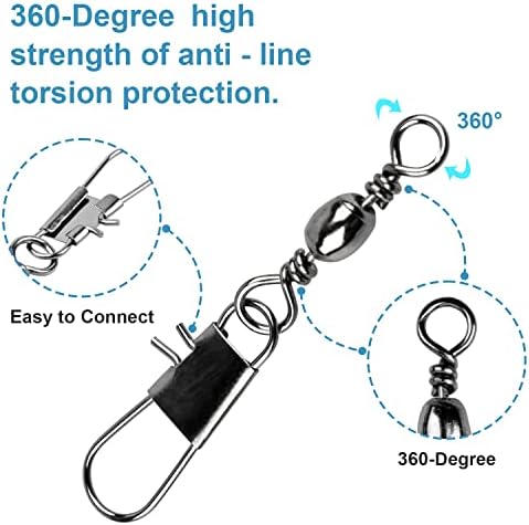 200PCS Fishing Swivels with Coastlock Snap & Ball Bearing, 5 Sizes - Image 5