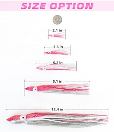 BLUEWING Trolling Squid Skirts Fishing Saltwater 2,3,5,8,12 Inch Octopus Lures 1pcs/5pcs - Image 5