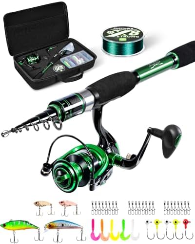 Ghosthorn Telescopic Fishing Rod and Reel Combo,Spinning Travel Kit by Ghosthorn