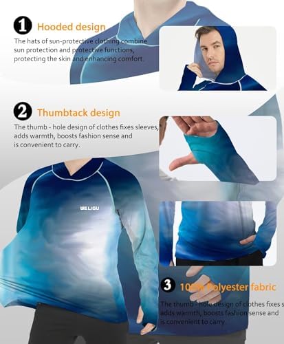 Men's UPF 50+ Sun Protection Hoodie, Long Sleeve Fishing Shirt - Image 5