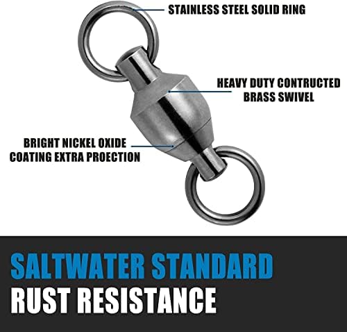 Dr.Fish 50 Pack Ball Bearing Fishing Swivels, Swivels Fishing Tackle Saltwater, Freshwater Stainless Heavy Duty Lure Leader Line Connector #0 - Image 3