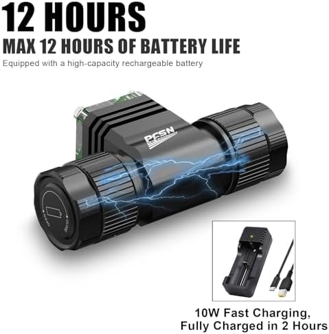 PFSN Professional LED Scuba Dive Light - Hands-Free 1196 Lumens, 200m Beam, IPX68 Waterproof, 4800mAh Rechargeable Battery, 3 Modes, Black - Image 6