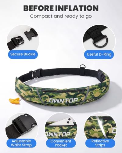 Owntop Manual Inflatable Belt Pack, Adults Swim Jacket with Blowpipe & Whistle, 24g CO2 Cylinder Included, Low Profile for Kayaking, Fishing, Paddle Sports - Image 2