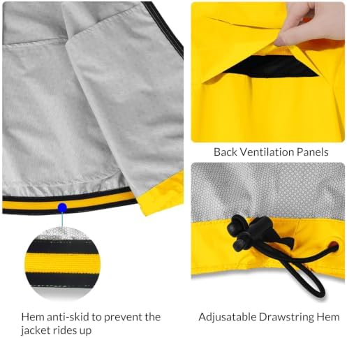 baleaf Men's Rain Jacket Waterproof Hood Lightweight Reflective Packable - Image 3