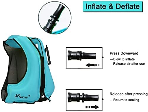 NAXER Inflatable Buoyancy Jackets Snorkel Vests for Adults Kayak Kayaking Snorkeling Suit 90-200 lbs Easy Swimming Boating Paddleboarding Water Sports - Image 4