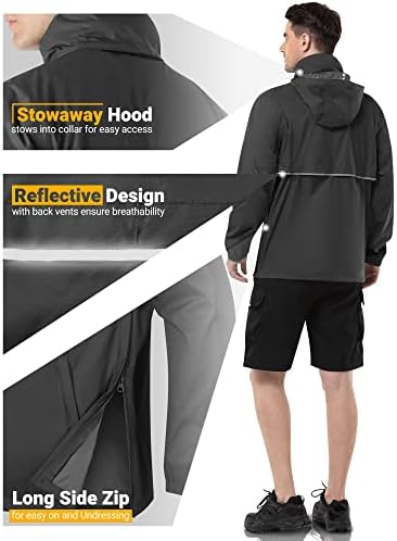 Outdoor Ventures Men's Rain Jacket Waterproof Lightweight Packable Pullover - Image 4