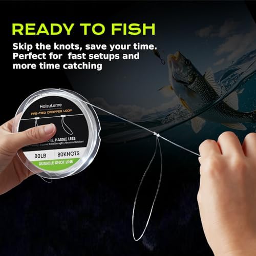 Pre-Tied Dropper Loop Knots Fishing Line, 80 Knots Monofilament Leader with 5.5" Loop Diameter & 18" Spacing, Saltwater & Freshwater Fishing Knots Line for Sea Bass, Snapper, Cod - Image 3