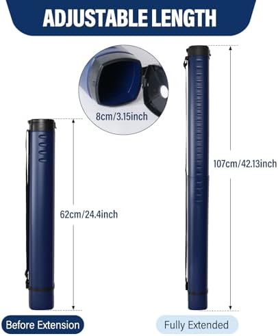 DEWEL Adjustable Poster Tube 24.5"-42", Telescoping Drawing Tube with Strap - Image 2