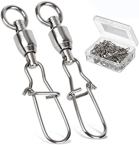 AMYSPORTS Duo Lock Snap Fishing Swivels Stainless Barrel Swivels Fishing Lure Snap Swivels Ball Bearing Swivels Fishing Tackle for Saltwater Fishing Freshwater Fishing by AMYSPORTS