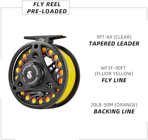 SF SF-001 Large Arbor Fly Fishing Reel with Aluminum Alloy Body 3/4wt 5/6wt 7/8wt Die Cast Pre-Loaded Fly Reel with Line Combo for Trout Bass Carp Pike Panfish - Image 2