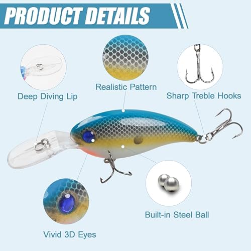 Fishing Lures Kit Crankbait Minnow Hard Bait Set Deep Diving Jerkbait Swimbait Popper Pencil Walleye Lures Artificial Fishing Bait for Bass Trout Redfish Saltwater Freshwater Fishing Lure - Image 2