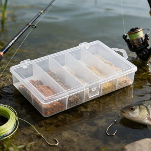 3 Pack 5-Grid Clear Plastic Fishing Tackle Accessory Box Fishing Tackle Storage Fishing Lure Bait Hooks Storage Box, 7x4.3x1.2inch - Image 4