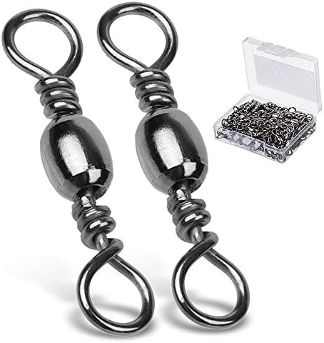 AMYSPORTS High Strength Fishing Swivels Barrel Solid Ring Barrel Fishing Swivel Rolling Fishing Tackle Line Connector Saltwater Freshwater Stainless Steel Accessories by AMYSPORTS