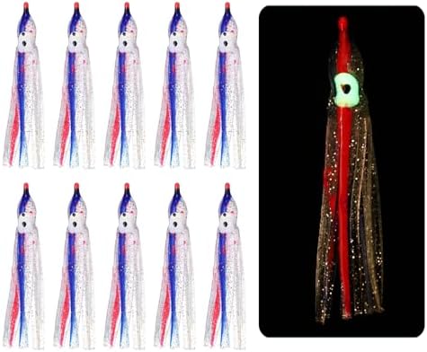 Fishing Squid Skirts, Glow Soft Plastic Trolling Lures Luminous -Fitting for (Bass/Trout/Salmon/Saltwater/Fishing Bait) by YELARXI