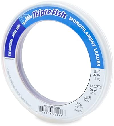 Triple Fish Monofilament Fishing Leader - Clear, Camo Strong Tough Leader Material for Big Game Fishing, Up to 400lb Test by TripleFish