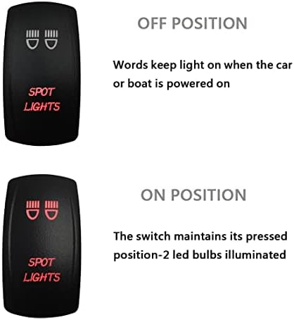 12V Dual RED Led Spot Lights Rocker Switch with Wires 5 PIN ON-Off Light Toggle Switch for Car Boat Truck Trailer Off Road Vehicle RV SUV Auto Parts - Image 5