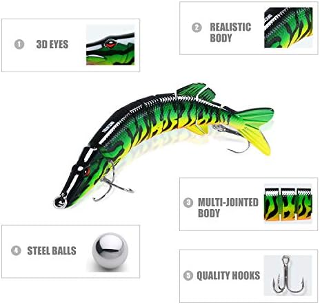 TRUSCEND Swimmax Easy Catch Fishing Lures with BKK Hooks, Wiggling, Vibrating, Rattling and Gurgling for More Bite, Heavy-Duty Dyneema Fiber Jointed Swimbaits for Bass, Trout, Walleye, Crappie, Pike - Image 3