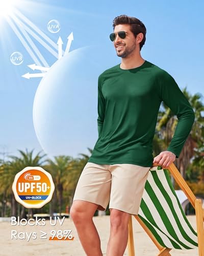 Boladeci Men's UPF 50+ Sun Protection UV SPF Shirts Long Sleeve Lightweight Quick Dry Swim T-Shirts Rash Guard - Image 3