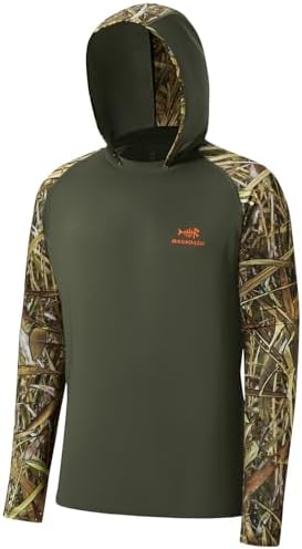 BASSDASH Men’s UPF 50 Performance Fishing Shirt Cooling Hoodie Camo Long Sleeve FS17M by Bassdash