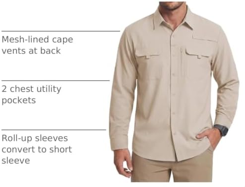 WULFUL Men's Sun Protection Fishing Shirts UPF 50+ Lightweight Quick Dry Cooling Long Sleeve Shirts for Work Hiking Safari - Image 4