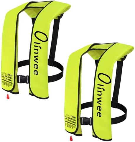 2-Pack Adult Automatic Inflatable PFD Jacket, Adjustable and Lightweight Water Sports Vest for Kayak SUP Paddleboarding Boating Sailing Fishing (Buoyancy is Greater Than 150 N) by Unknown