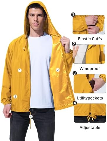 UIQUR Mens Rain Jacket Raincoat Waterproof Windbreaker - Image 5