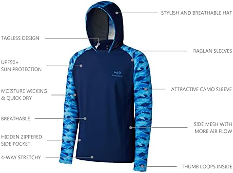 BASSDASH Men’s UPF 50 Performance Fishing Shirt Cooling Hoodie Camo Long Sleeve FS17M - Image 4