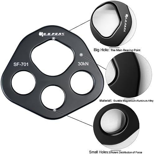 30 kN Climbing Rigging Plate, 4-Hole Multi-Anchor Connector, Black - Image 5
