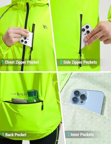 baleaf Men's Rain Jacket Waterproof Hood Lightweight Reflective Packable - Image 4