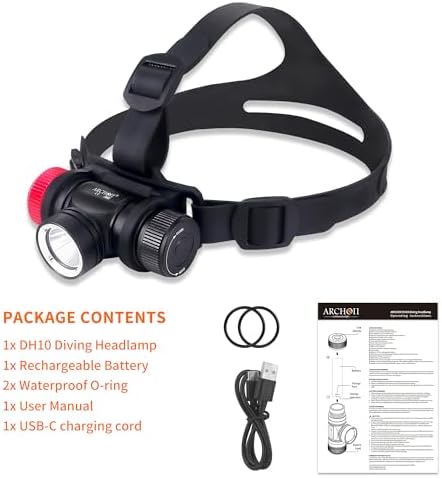 ARCHON DH10 Diving Headlamp Underwater Hand-Free Lighting Dive Light, 1200 Lumens Submarine Rechargeable Headlight with Wider Headband and Top Headband - Image 6
