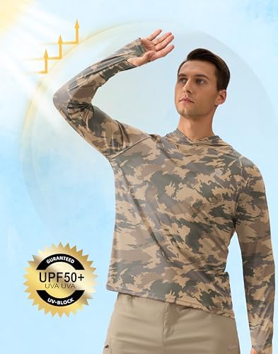 Pudolla Men's Sun Protection Hoodie Shirts UPF 50+ Fishing Hiking Shirt - Image 5