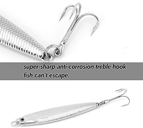 Dr.Fish Fishing Jigs Jigging Spoon Saltwater Fishing Lure Casting Metal Spoon Surf Fishing Mackerel Striper Lures Stinger Bluefish Vertical Diamond Jig - Image 3