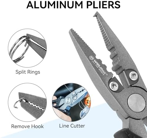 Fishing Pliers for Saltwater & Freshwater, with line Cutter, 6 or 7.5 inch, Hook Remover Pliers, SUS420 Jaws with Titanium Coating, Tungsten Carbide Cutter (Black, 6 inch) - Image 3