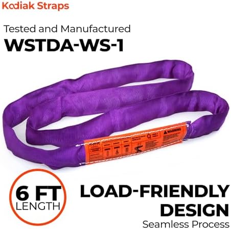 Endless Round Sling Lifting Strap- 6 Feet x 2600 lbs Vertical Capacity - Polyester Lifting Sling Strap, Heavy Duty for Rigging Moving Towing Hoisting- (4Pack)- Kodiak Straps - Image 4