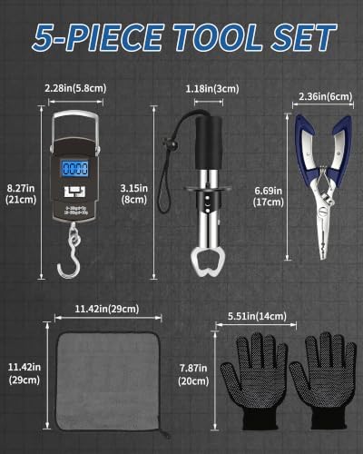 Fishing Tool Kit - Fishing Pliers, Hook Remover, Fish Gripper，Fish Scale, Fish Knife, Saltwater Fishing Gear with Sharpeners, Best Gifts for Men - Image 6
