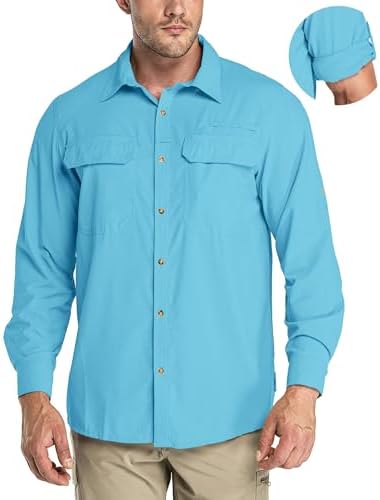 33,000ft Men's Long Sleeve Sun Protection Shirt UPF 50+ UV Quick Dry Cooling Fishing Shirts for Travel Safari Camping Hiking by 33000ft