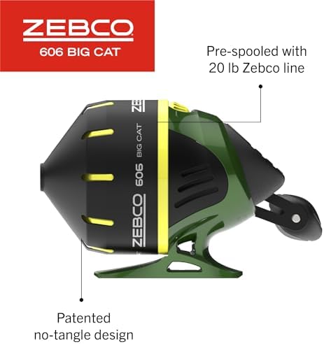 Zebco 606 Big Cat Spincast Reel and Fishing Rod Combo, 7-Foot 2-Piece Telescopic Rod, Medium-Heavy Power, Size 60 Reel, 11-Piece Eagle Claw Tackle Kit - Image 5