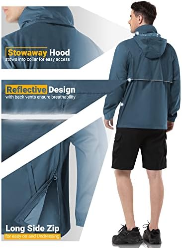 Outdoor Ventures Men's Rain Jacket Waterproof Lightweight Packable Pullover - Image 4