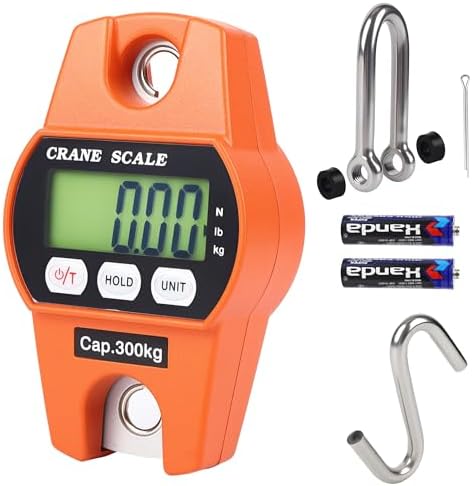 880lb/400kg Digital Crane Scale - Compact LCD Handheld Hanging Scale for Garage, Farm, Hunting, Fishing & More(400kg/Aluminium Alloy/Orange) by Outmate