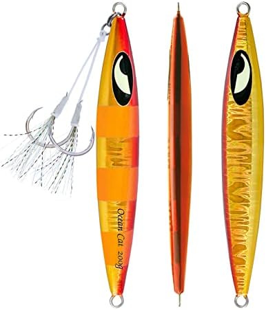 OCEAN CAT Lead Metal Flat Slow Fall Pitch Fishing Jigs Lures Sinking Vertical Jigging Bait with Butterfly Hook for Saltwater Fishing by OCEANCAT