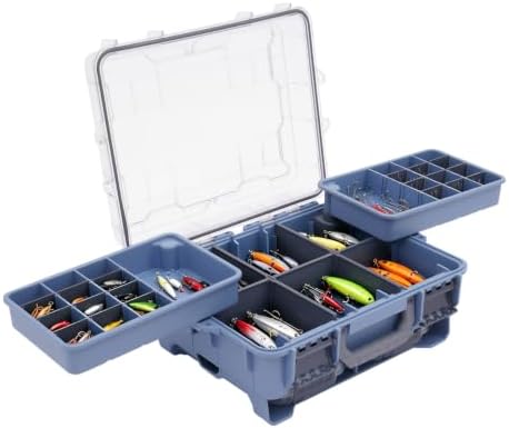 Fishing Tackle Box 3 Tiers Lure and Accessory Storage Organizer with Removable Tackle Tray Blue Tackle Trays for Anglers (Blue) by Unknown