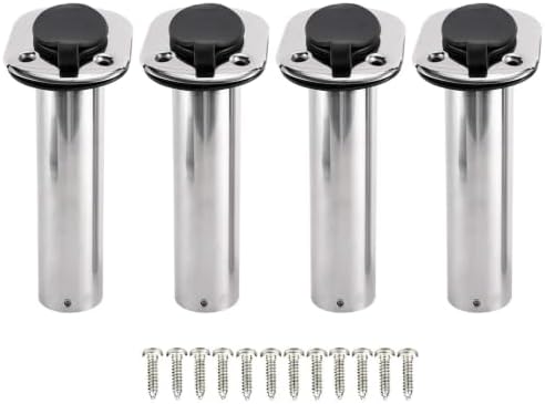 YaeMarine 4Pcs Stainless Steel Rod Holders with Rubber Cap, Liner, Gasket by YaeMarine