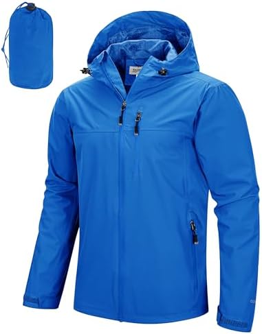 33,000ft Men's Packable Rain Jacket Waterproof Raincoat with Hood by 33000ft